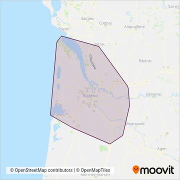 Regional Bus 33-Gironde coverage area map