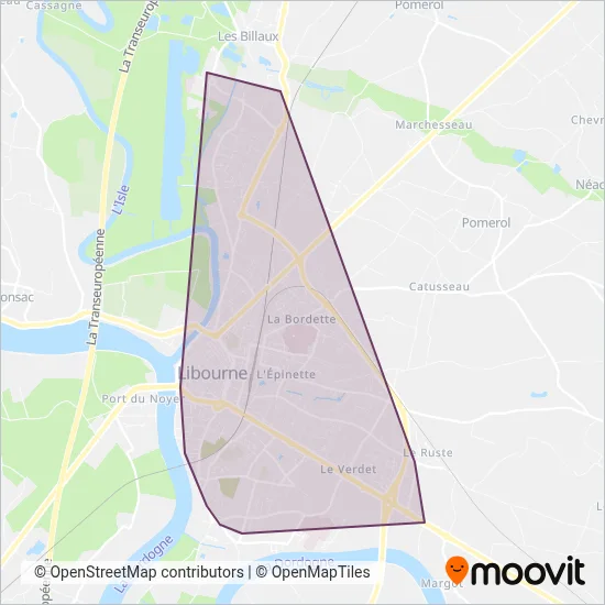 Carte de la zone de couverture de Calibus