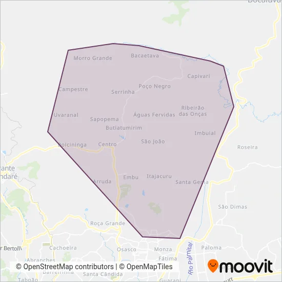 Viação Colombo (Dinheiro) coverage area map