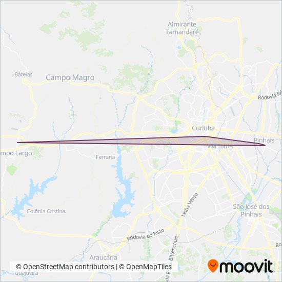 Rede Integrada Metropolitana (Cartão MetroCard / Dinheiro) coverage area map