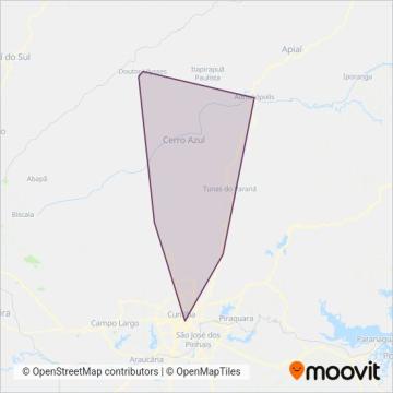 Mapa da área de cobertura da Empresa Curitiba Cerro Azul (Dinheiro)