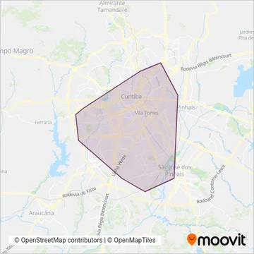Rede Integrada de Transportes (Cartões e Dinheiro) coverage area map