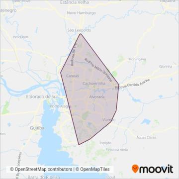 Mapa da área de cobertura da Consórcio Metropolitano de Transportes