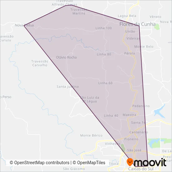 Caxiense - DAER e Metroplan coverage area map