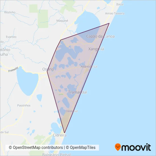 Ouro e Prata - Metroplan e DAER coverage area map