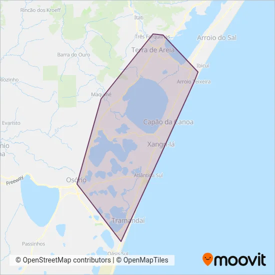 Expresso São José - Capão da Canoa coverage area map