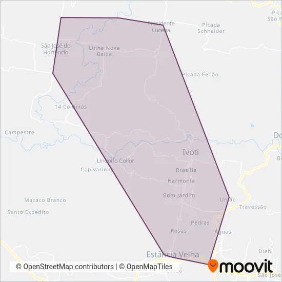 Socaltur - Metroplan e DAER coverage area map
