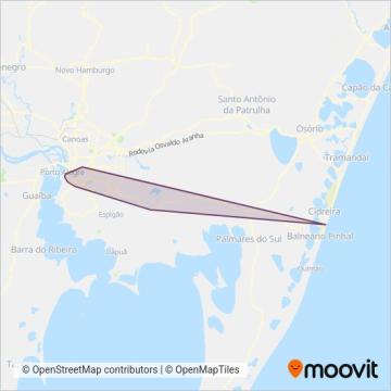 Mapa da área de cobertura da Expresso Palmares