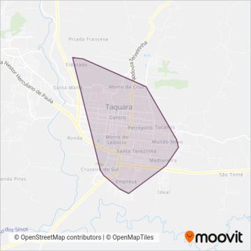 Mapa da área de cobertura da Transpar (Urbano - Taquara)