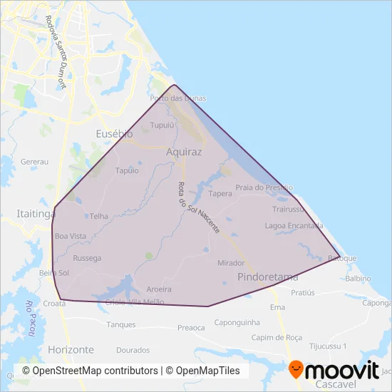 Mapa da área de cobertura da TGA
