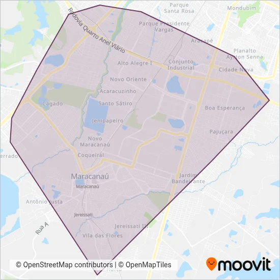 Mapa da área de cobertura da Via Metro