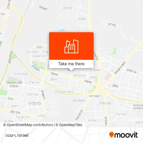 רעננה map