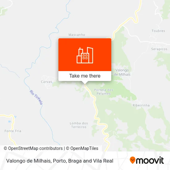 Valongo de Milhais map
