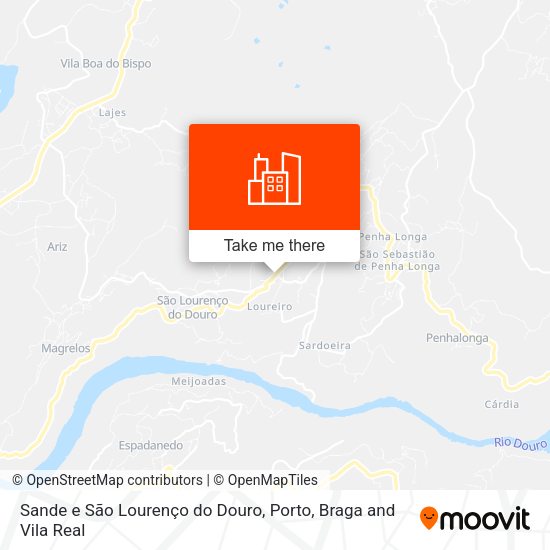 Sande e São Lourenço do Douro mapa