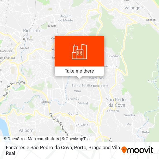 Fânzeres e São Pedro da Cova mapa