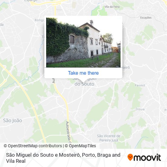 São Miguel do Souto e Mosteirô mapa