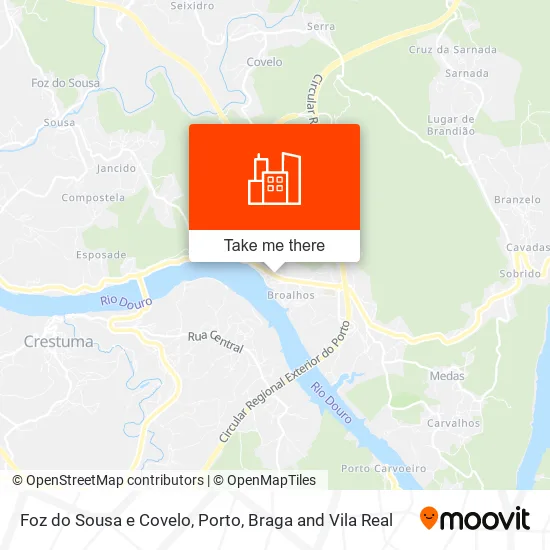 Foz do Sousa e Covelo map