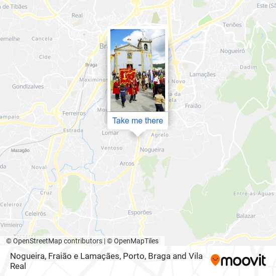 Nogueira, Fraião e Lamaçães mapa