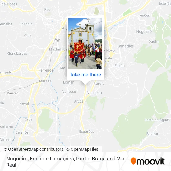 Nogueira, Fraião e Lamaçães map