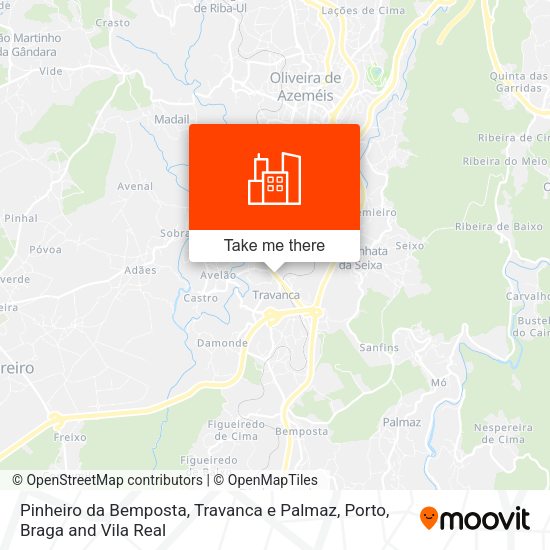 Pinheiro da Bemposta, Travanca e Palmaz mapa
