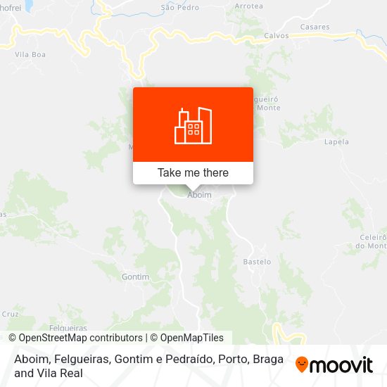 Aboim, Felgueiras, Gontim e Pedraído mapa