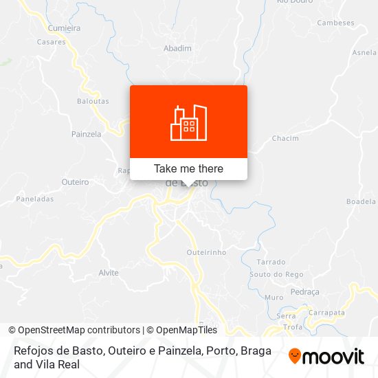 Refojos de Basto, Outeiro e Painzela mapa