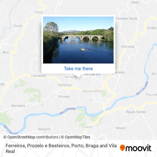 Ferreiros, Prozelo e Besteiros mapa
