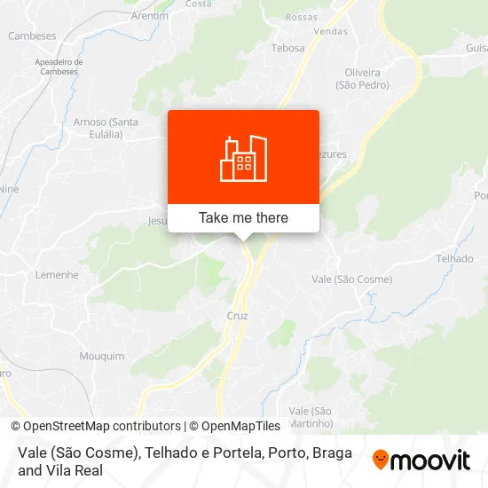 Vale (São Cosme), Telhado e Portela map