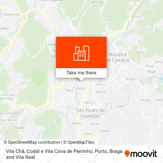 Vila Chã, Codal e Vila Cova de Perrinho map