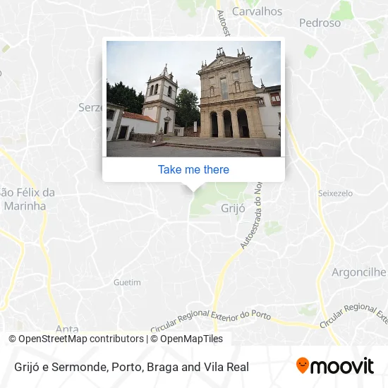 Grijó e Sermonde map