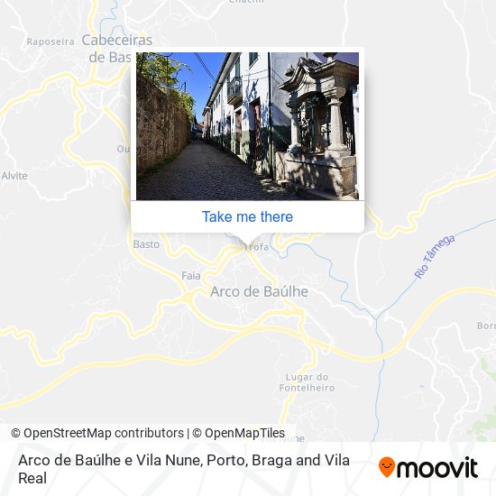 Arco de Baúlhe e Vila Nune mapa