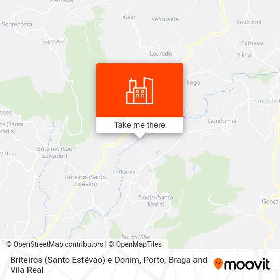Briteiros (Santo Estêvão) e Donim map