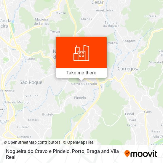 Nogueira do Cravo e Pindelo mapa
