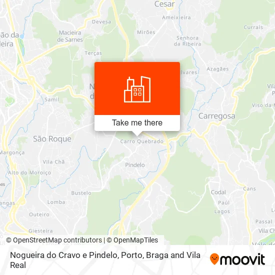Nogueira do Cravo e Pindelo map