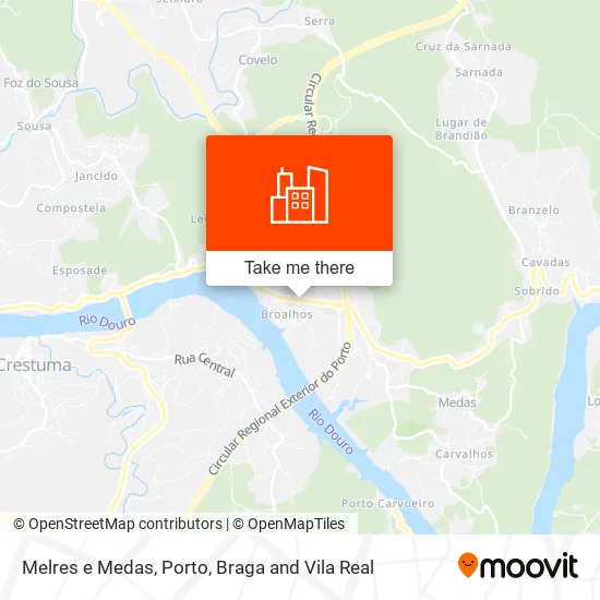 Melres e Medas map