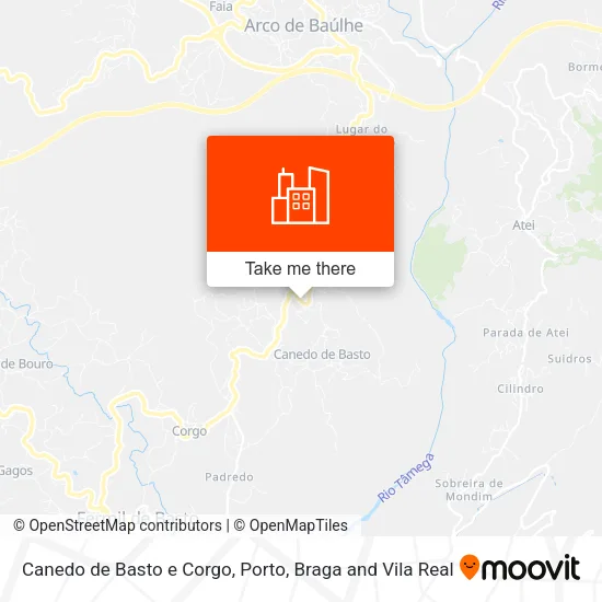 Canedo de Basto e Corgo map