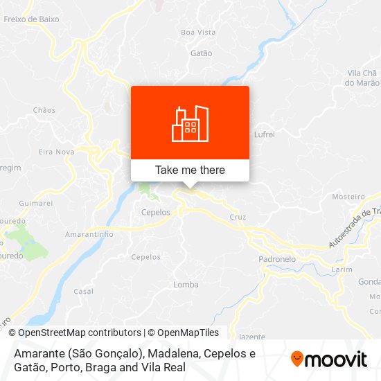 Amarante (São Gonçalo), Madalena, Cepelos e Gatão mapa