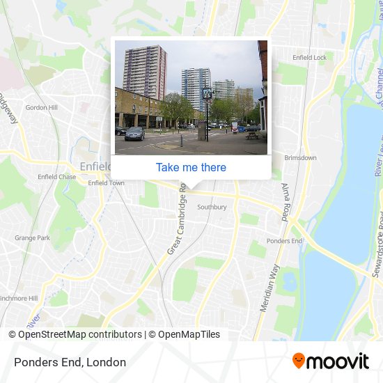 Ponders End map