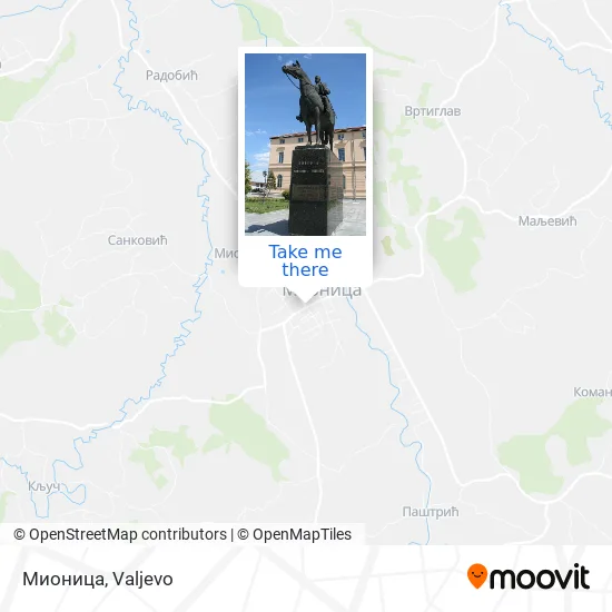 Мионица map