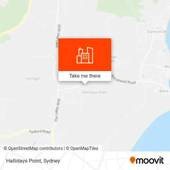 Mapa Hallidays Point