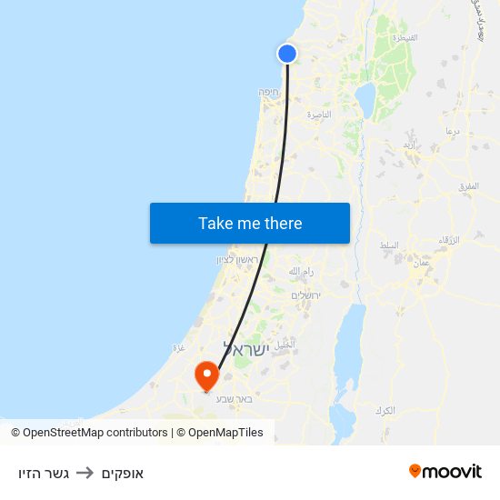 גשר הזיו to אופקים map