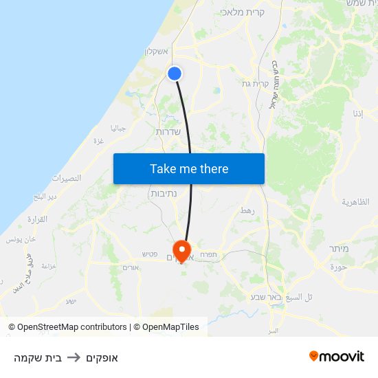 בית שקמה to אופקים map