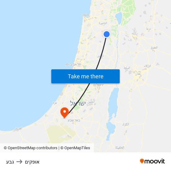 גבע to אופקים map