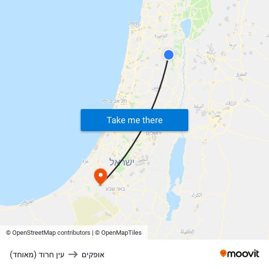 עין חרוד (מאוחד) to אופקים map