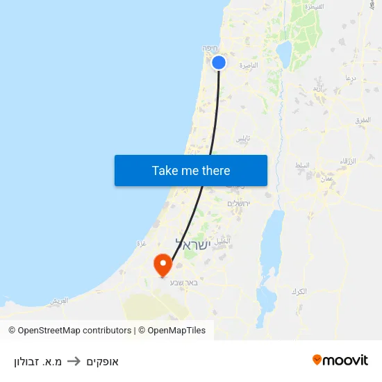 מ.א. זבולון to אופקים map