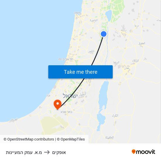 מ.א. עמק המעיינות to אופקים map