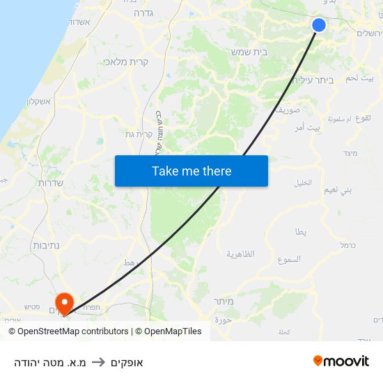 מ.א. מטה יהודה to אופקים map