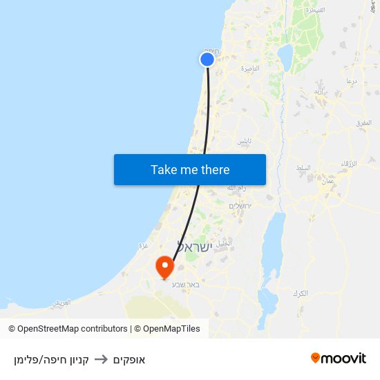 קניון חיפה/פלימן to אופקים map