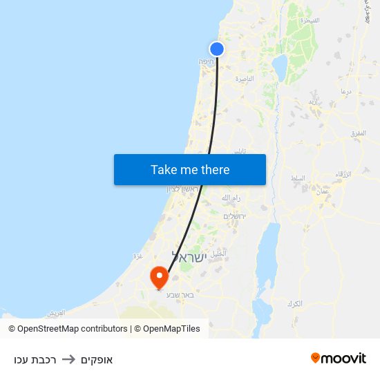 רכבת עכו to אופקים map