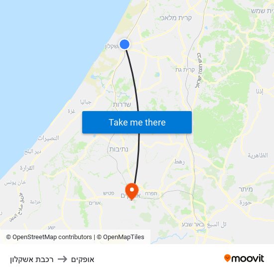 רכבת אשקלון to אופקים map